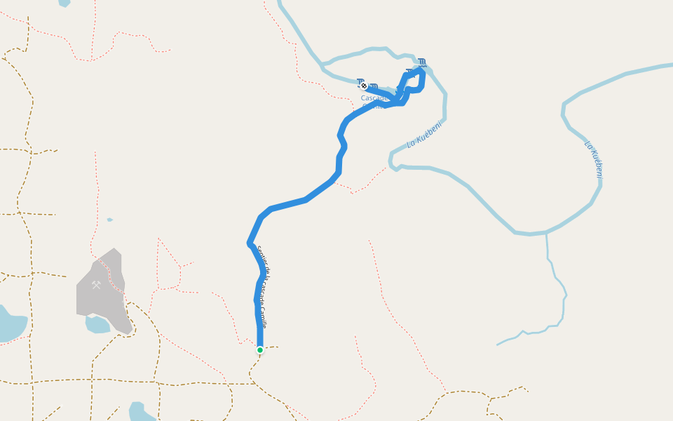 Sentier de la cascade Camille walking route map in Goro
