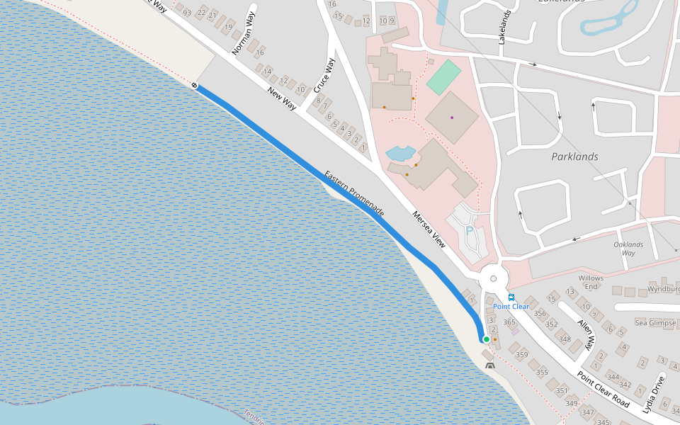 Eastern Promenade walking route map in Point Clear