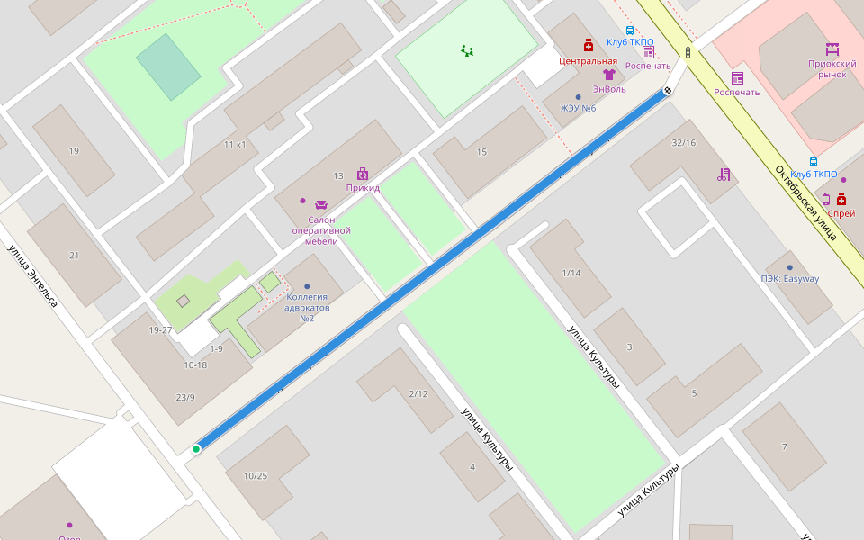 Молодёжная улица walking route map in Ryazan'