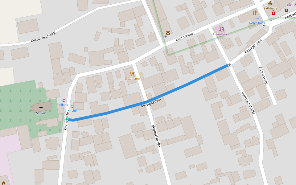 Kirchgässlein walking route map in Marktbergel