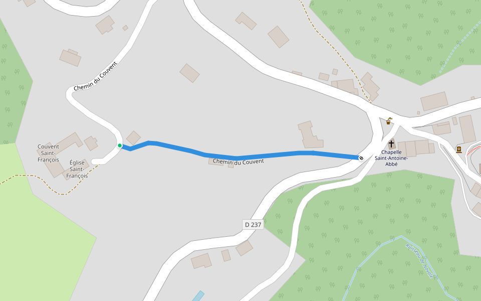 Chemin du Couvent walking route map in Venzolasca