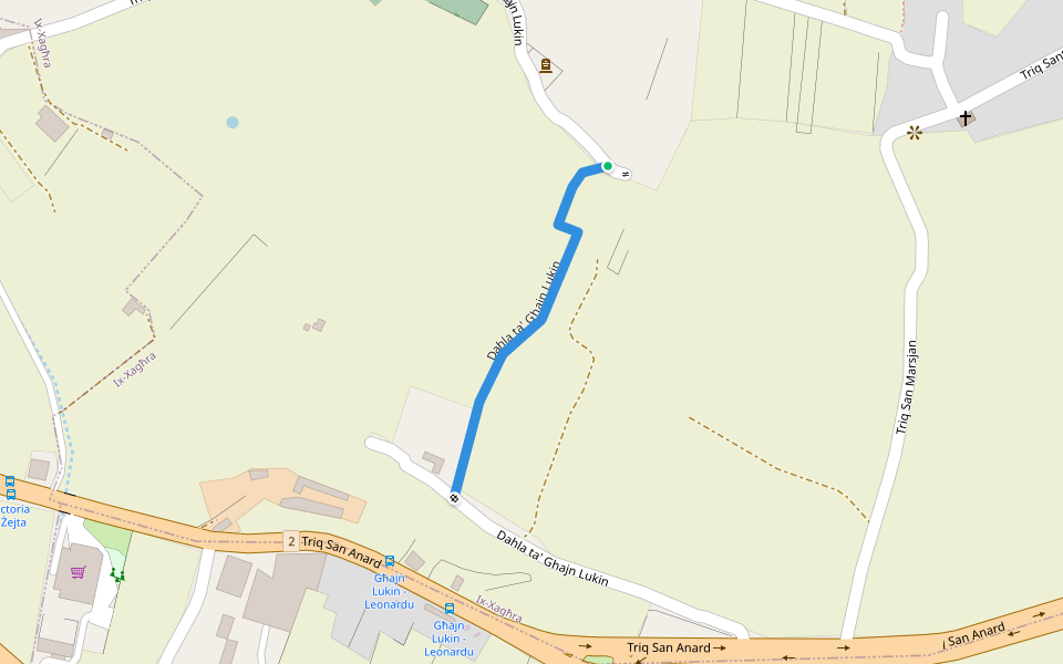 Dahla ta' Ghajn Lukin walking route map in Ix-Xagħra