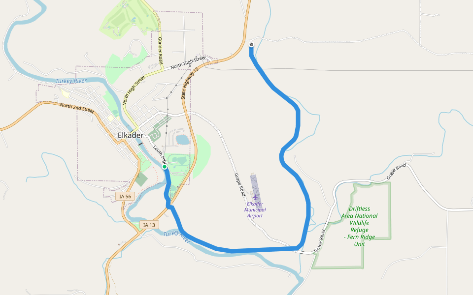 Ponu Hollow Trail walking route map in Elkader