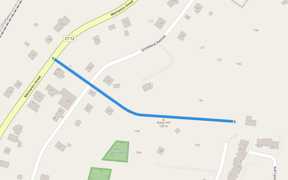 Overlook Street walking route map in Putnam