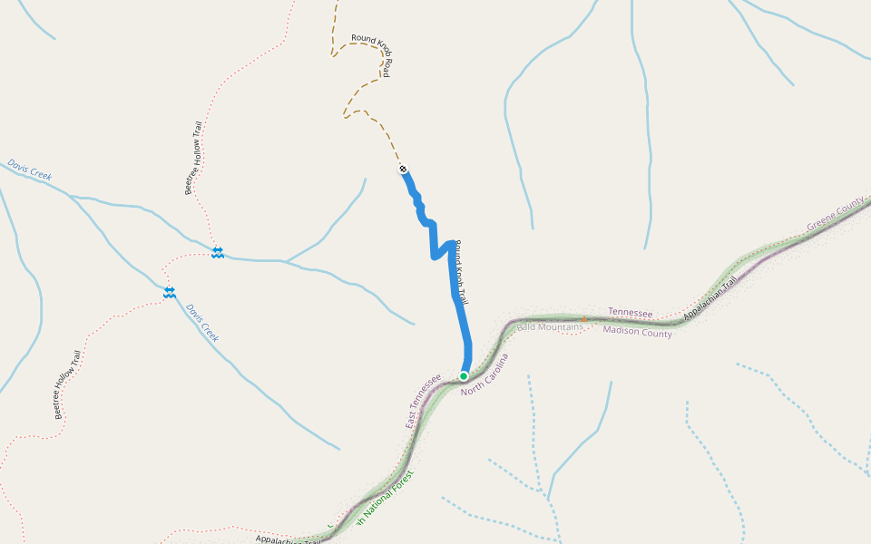 Round Knob Trail walking route map in Greeneville