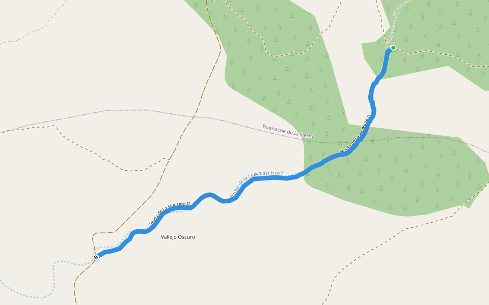 Senda de La Huesera II walking route map in Buenache de la Sierra