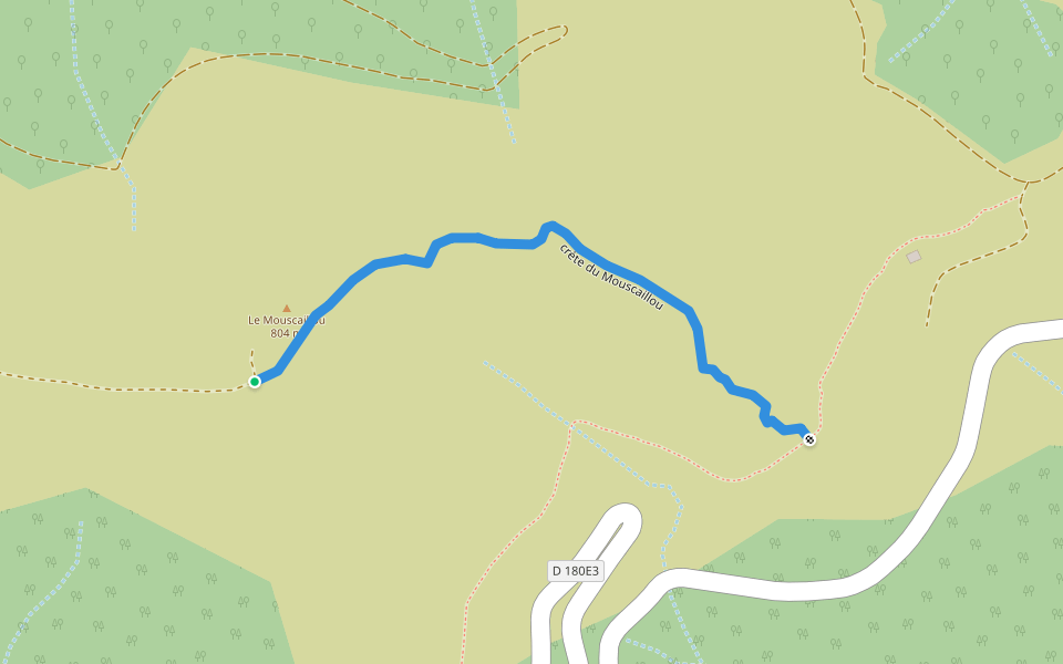 crète du Mouscaillou walking route map in Rosis