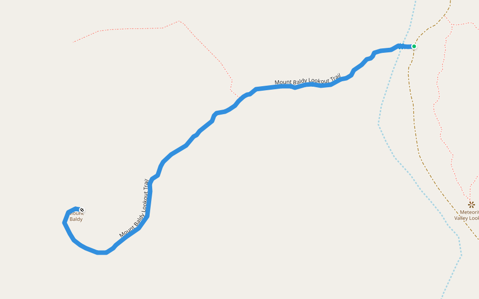 Mount Baldy Lookout Trail walking route map in Durack