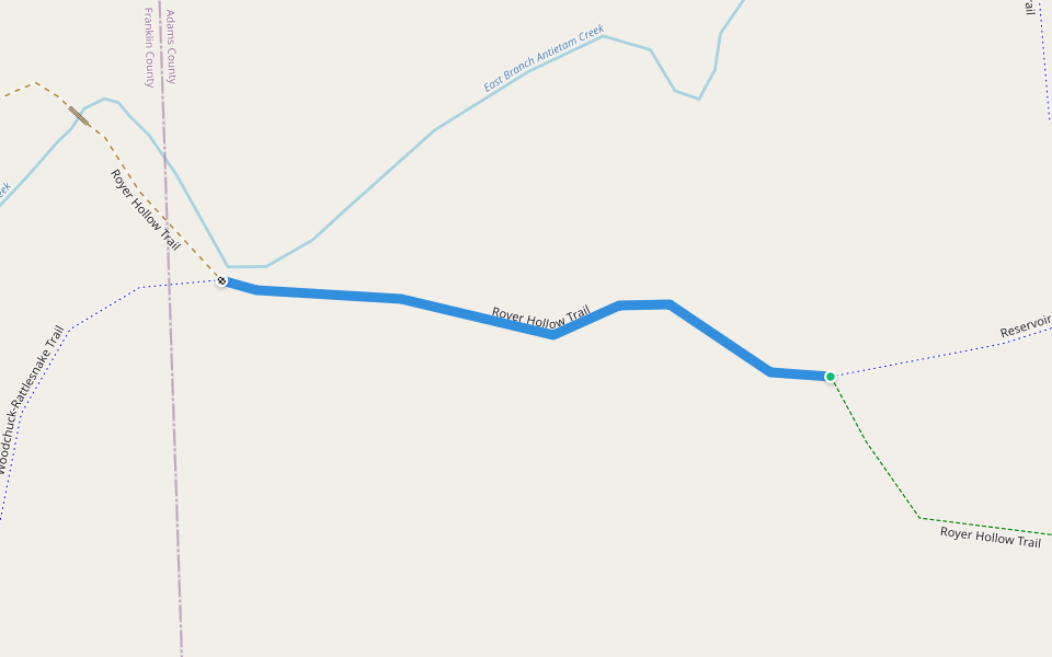 Royer Hollow Trail walking route map in South Mountain