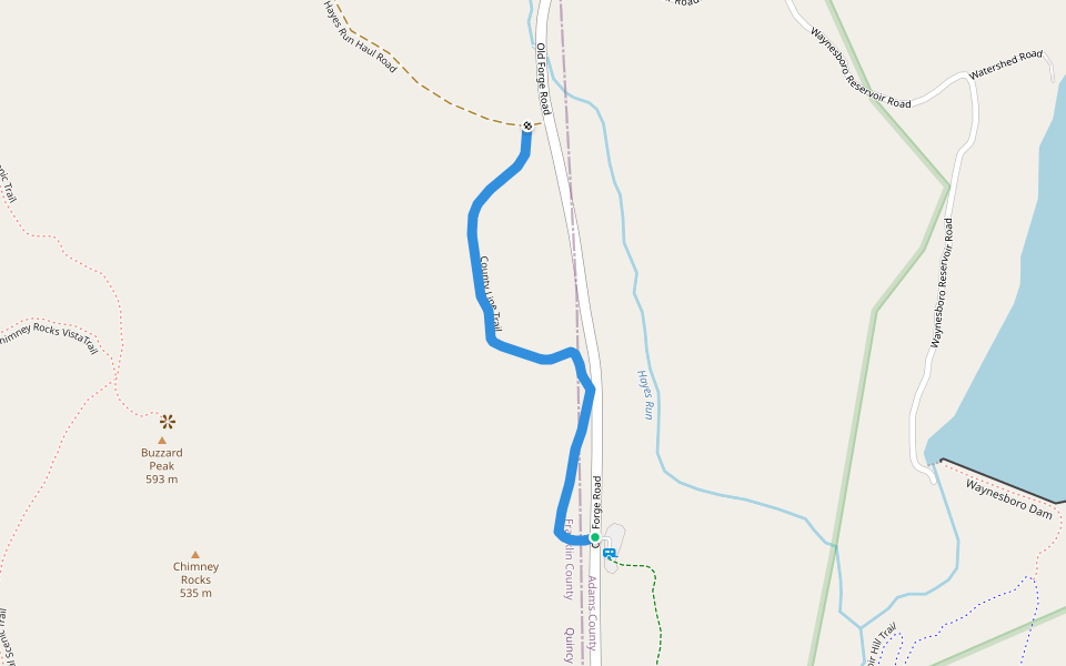 County Line Trail walking route map in South Mountain