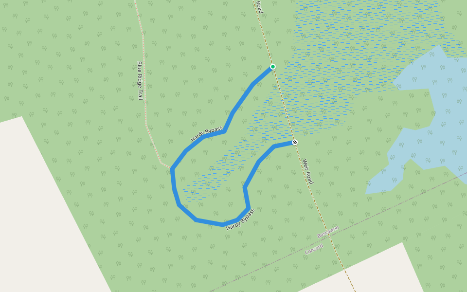 Hardy Bypass walking route map in Boscawen