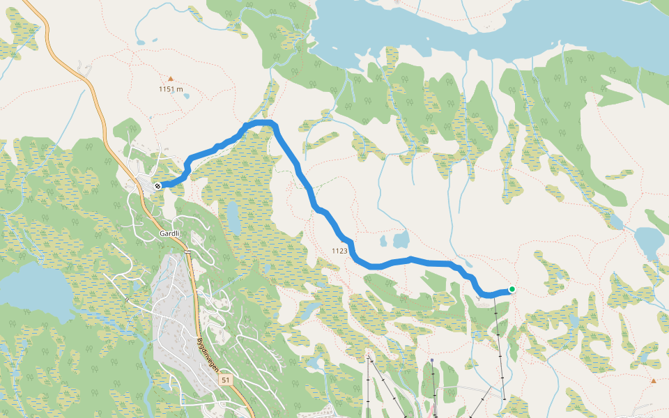 Knausehøgde walking route map in Beitostølen