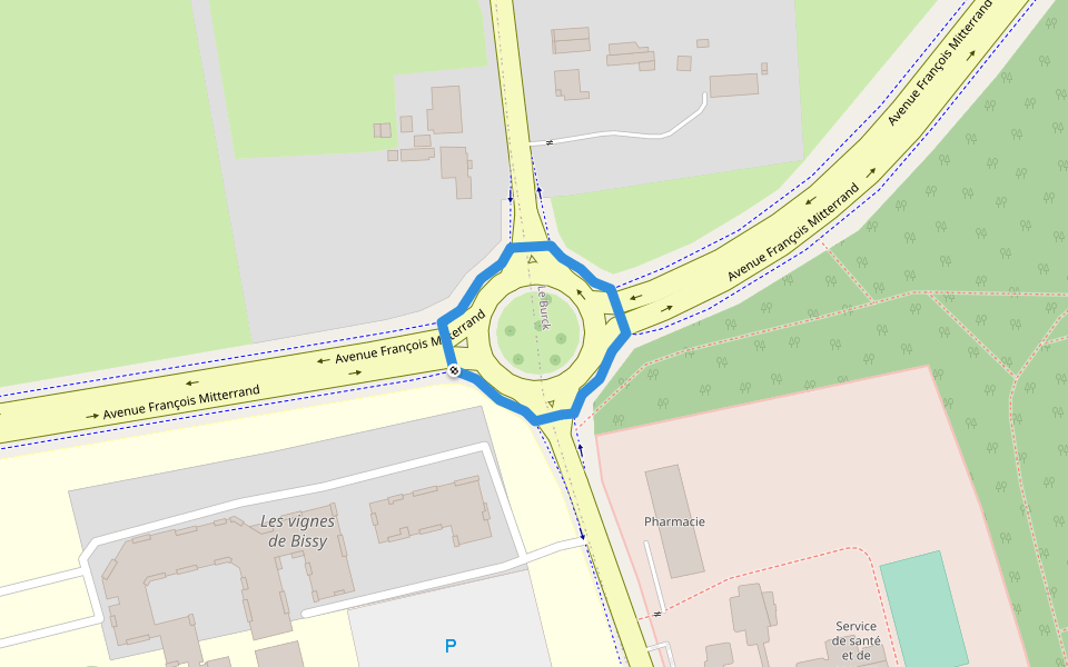 Avenue François Mitterrand walking route map in Mérignac
