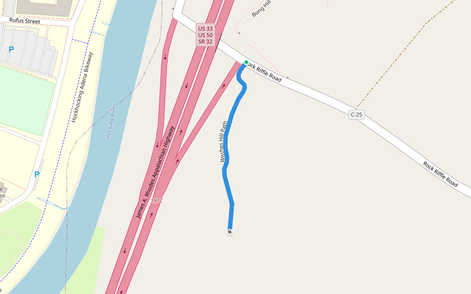 Witches Hill Path walking route map in Athens