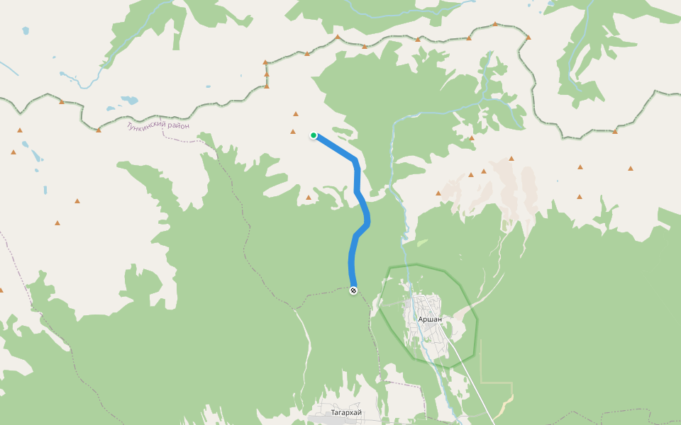 На Трехглавую walking route map in Arshan