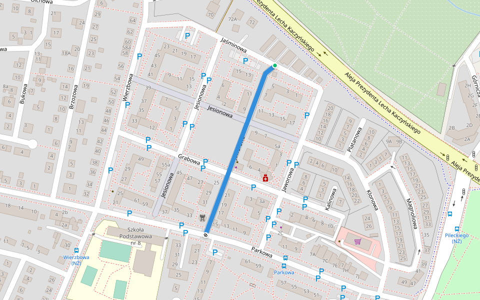Jaworowa walking route map in Lubin