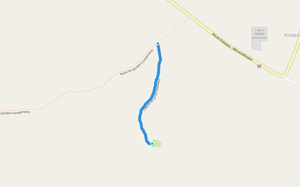 Chemin du Jardin (Nankwo) walking route map in Kolokolo