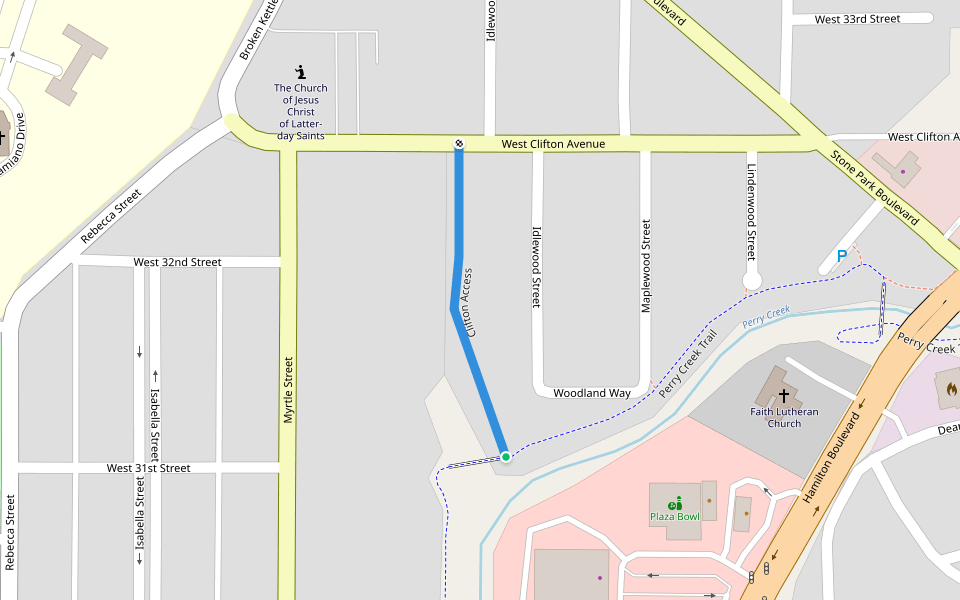 Clifton Access walking route map in Sioux City