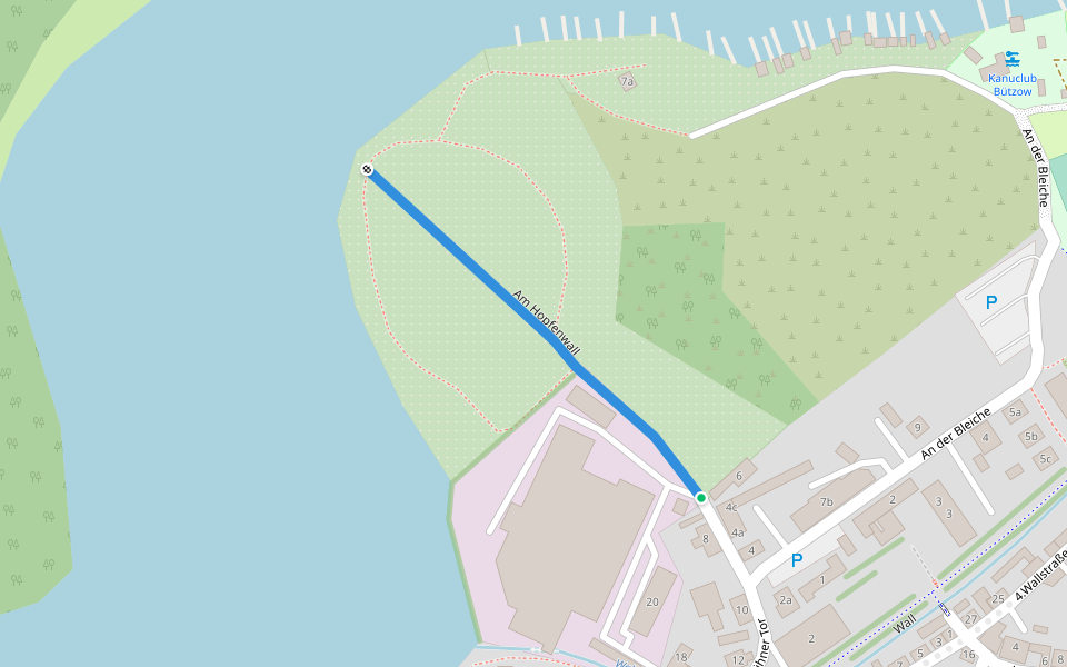 Am Hopfenwall walking route map in Bützow