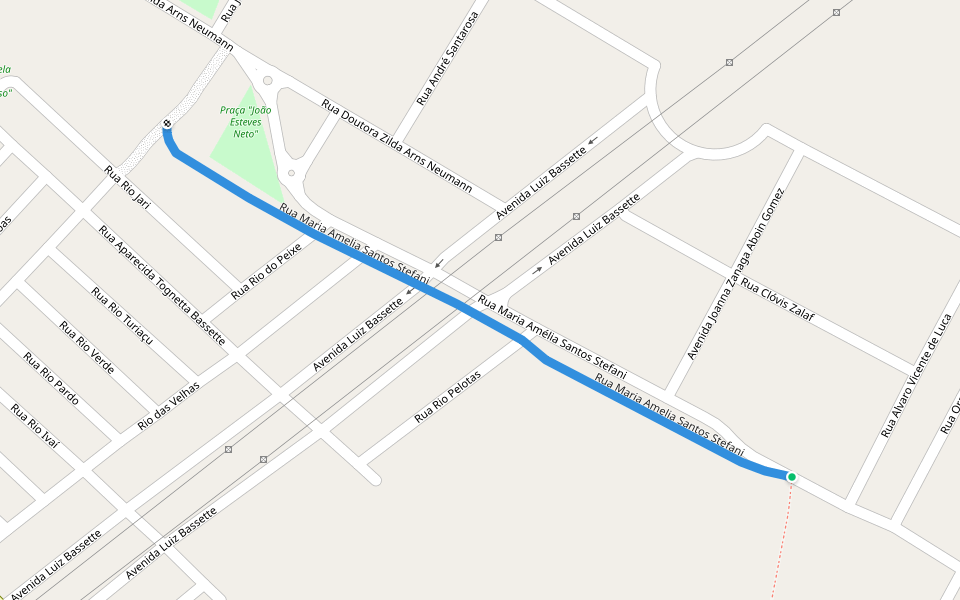 Rua Maria Amelia Santos Stefani walking route map in Americana
