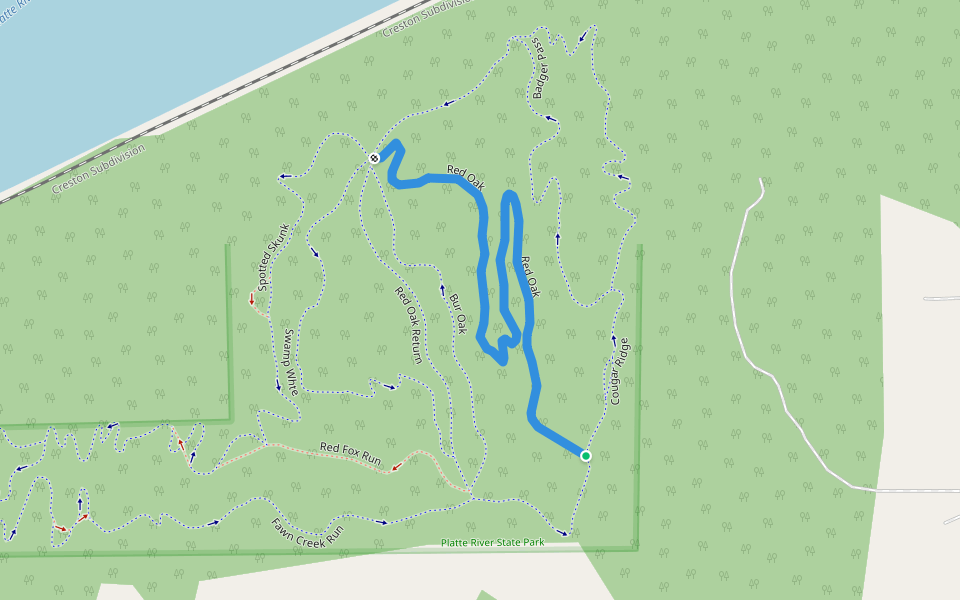 Red Oak walking route map in Louisville