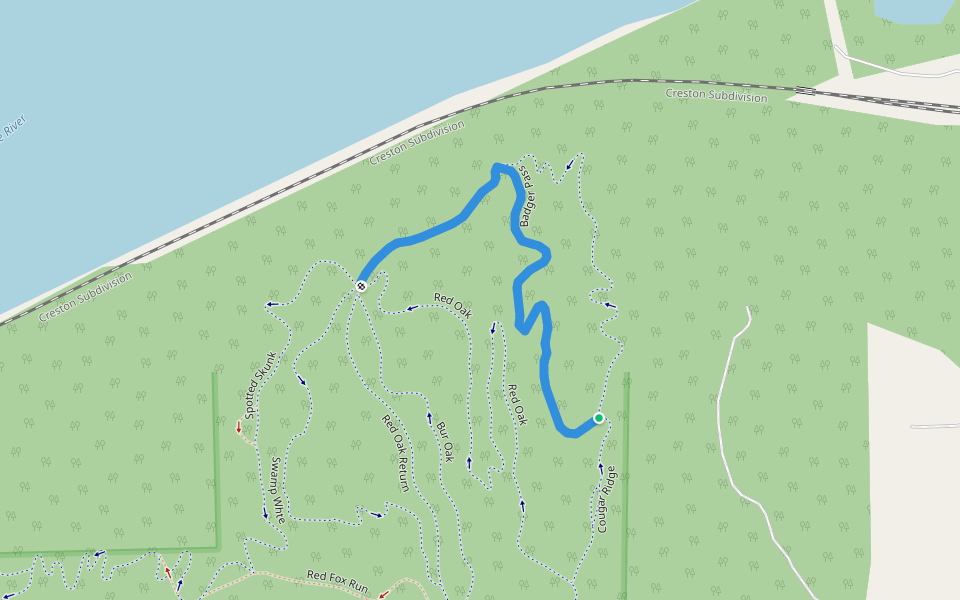 Badger Pass walking route map in Louisville