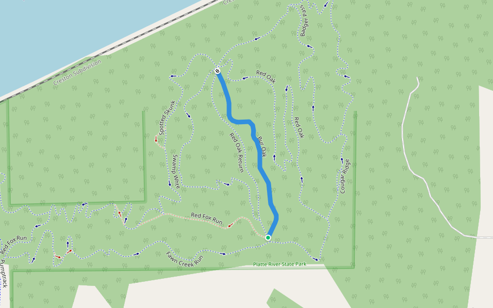 Bur Oak walking route map in Louisville