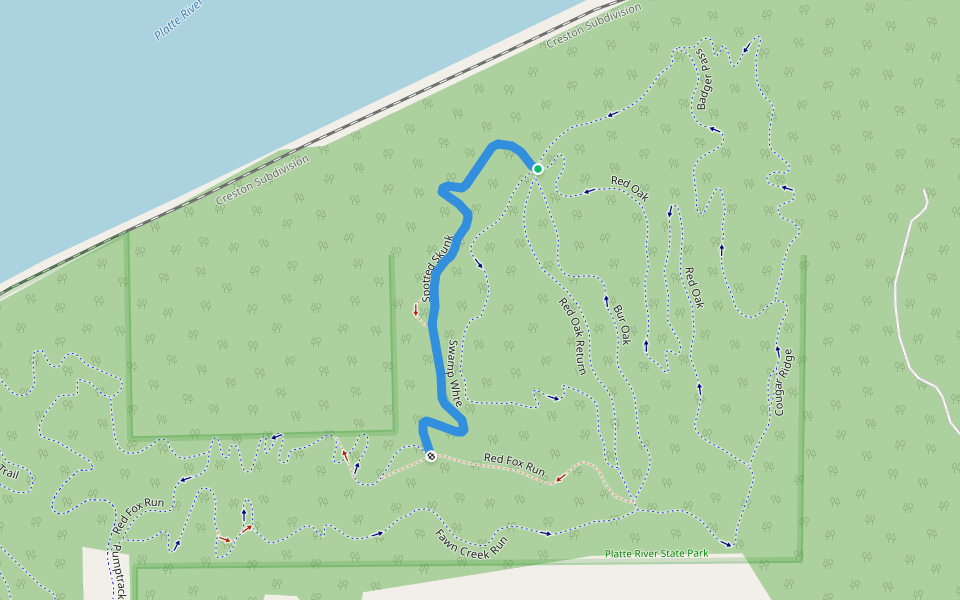 Spotted Skunk walking route map in Louisville