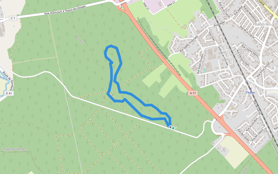 Parcours sportif walking route map in Thaon-les-Vosges
