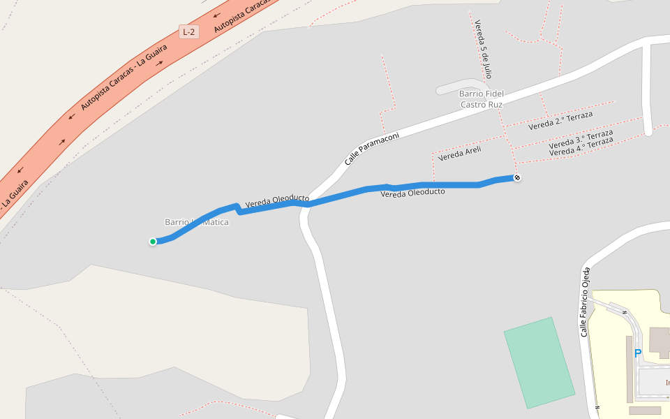 Vereda Oleoducto walking route map in Caracas