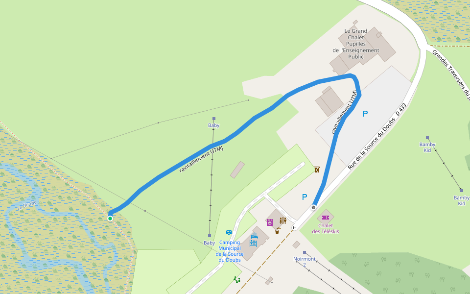 ravitaillement UTMJ walking route map in Mouthe