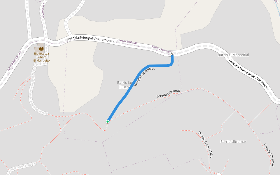 Vereda Los Ilustres walking route map in Caracas