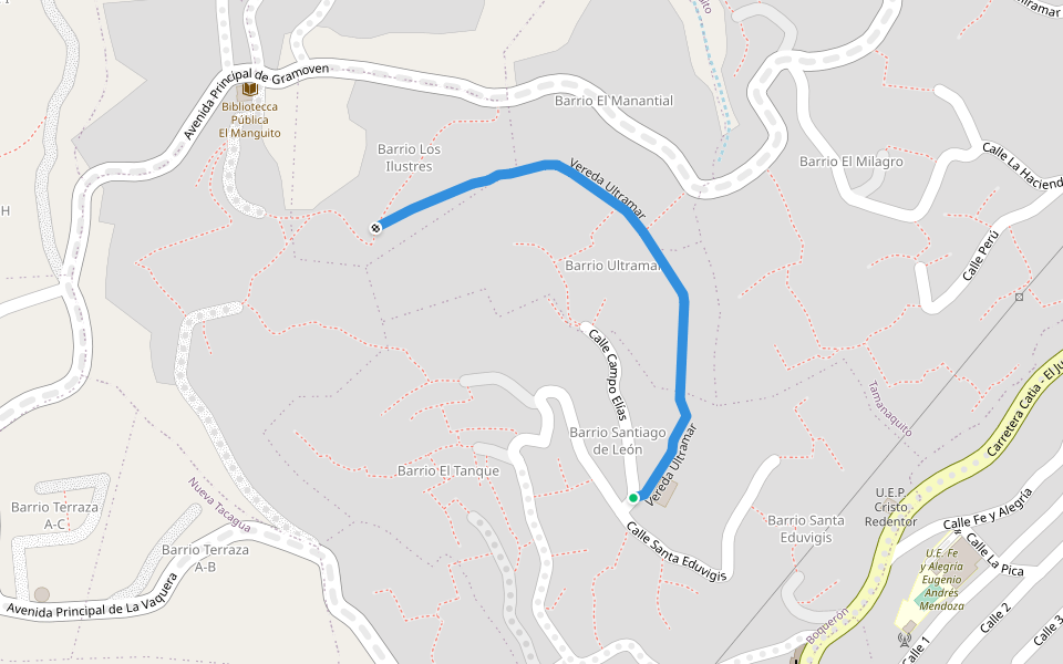Vereda Ultramar walking route map in Caracas