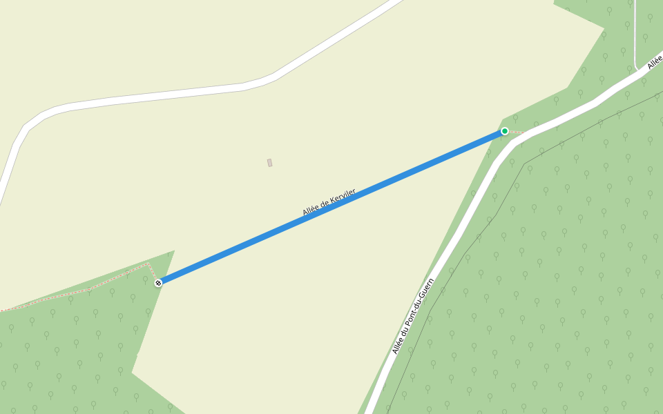 Allée de Kerviler walking route map in Elven