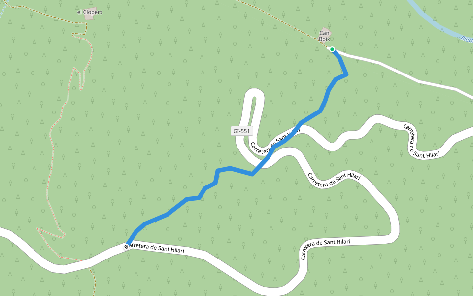Camí de Can Boix a Sant Miquel walking route map in Santa Coloma de Farners