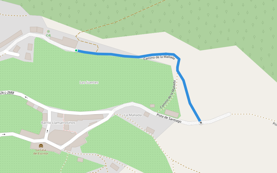 Camino de la Mallada walking route map in Cervantes