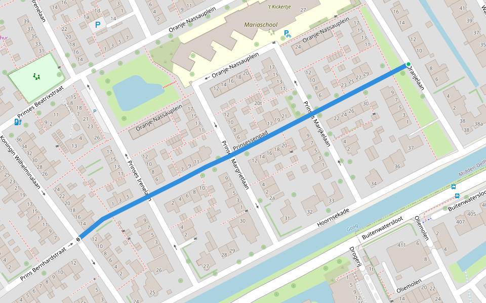 Prinsessenpad walking route map in Den Hoorn
