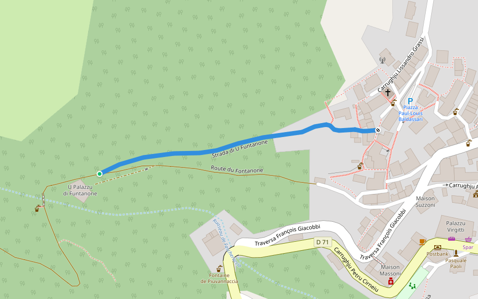 Strada di U Funtanone walking route map in Cervione