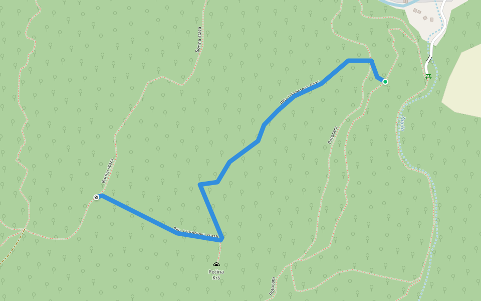 Pilja i Hazimova staza walking route map in Stupari-Novo Naselje