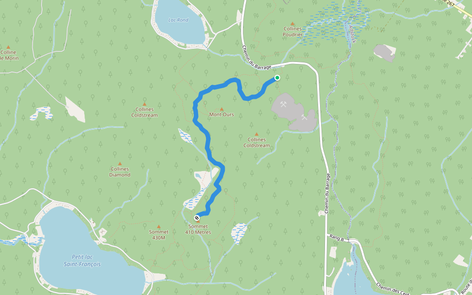 Sentier Vétéran walking route map in Saint-Joseph-de-Coleraine