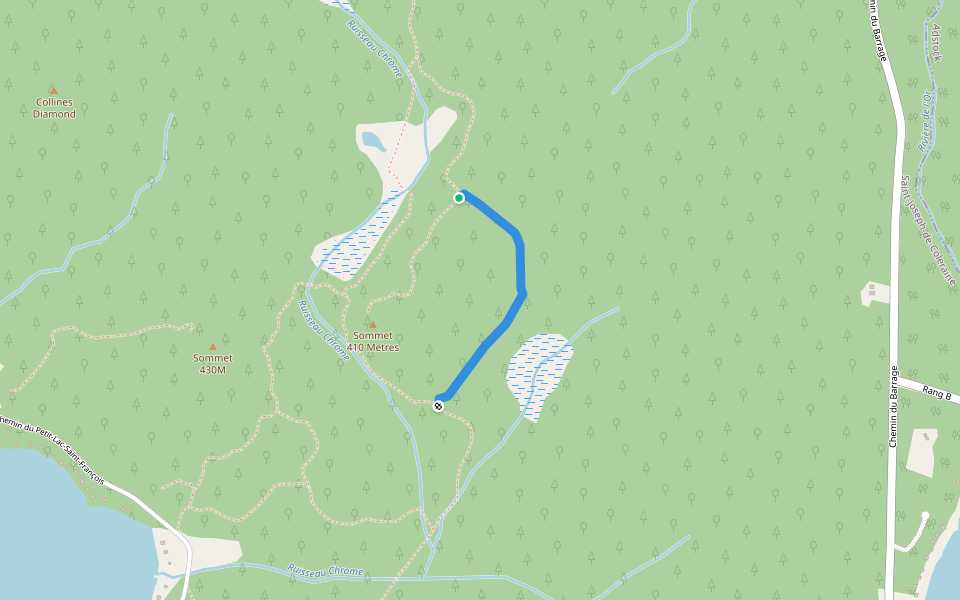 Sentier 410 walking route map in Saint-Joseph-de-Coleraine