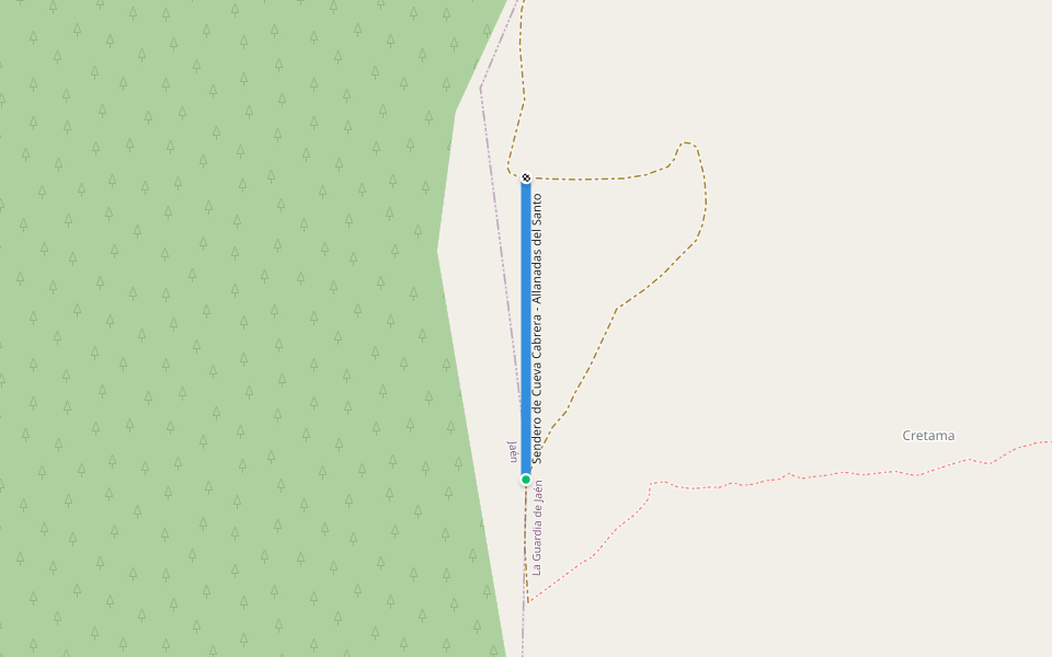 Sendero de Cueva Cabrera - Allanadas del Santo walking route map in La Guardia de Jaén