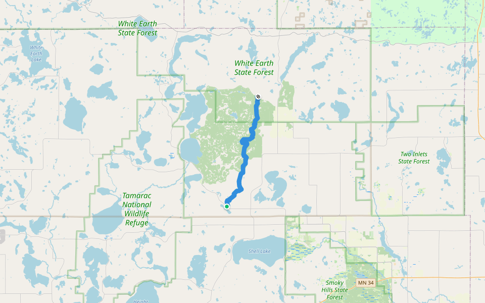 North Country Trail walking route map in Detroit Lakes