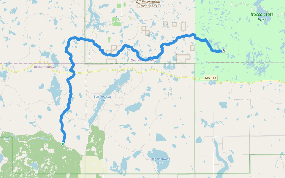 North Country Trail walking route map in Ponsford