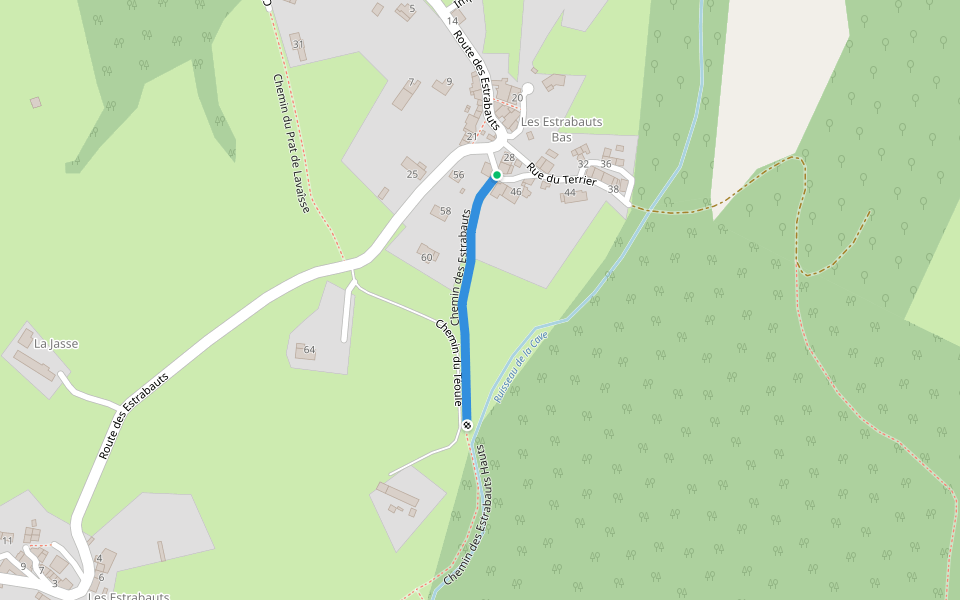 Chemin des Estrabauts walking route map in Saint-Amans-Soult