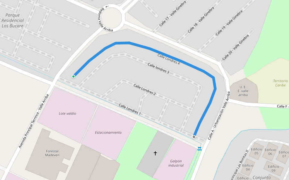 Calle Londres 4 walking route map in Caracas