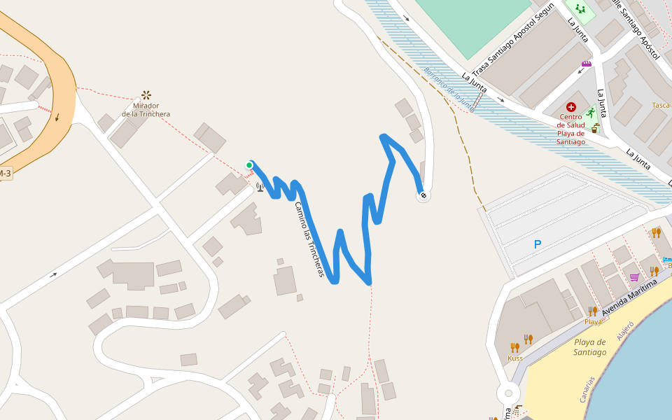 Camino las Trincheras walking route map in Alajeró