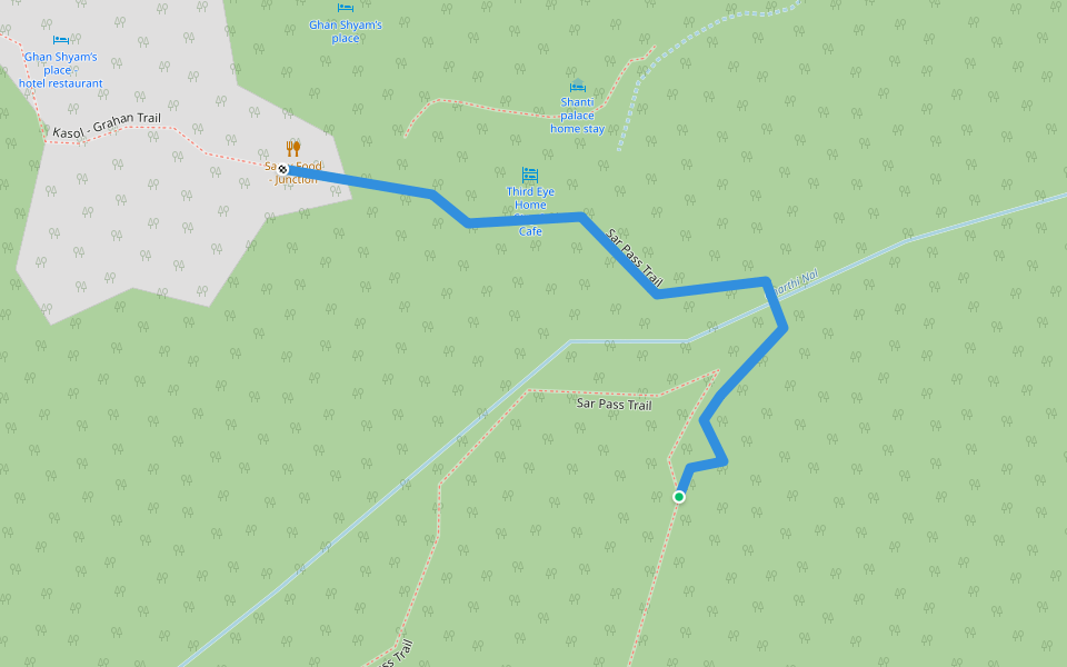 Sar Pass Trail walking route map in Sosan
