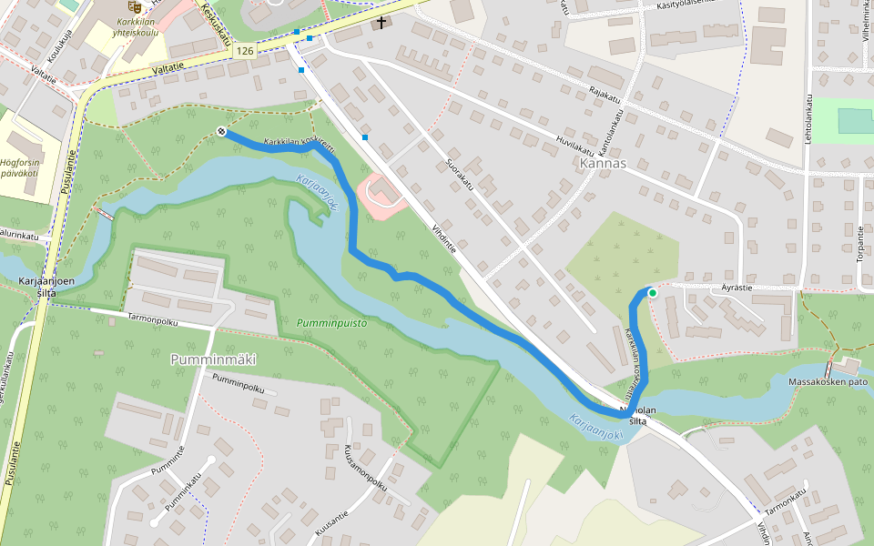 Karkkilan koskireitti walking route map in Karkkila