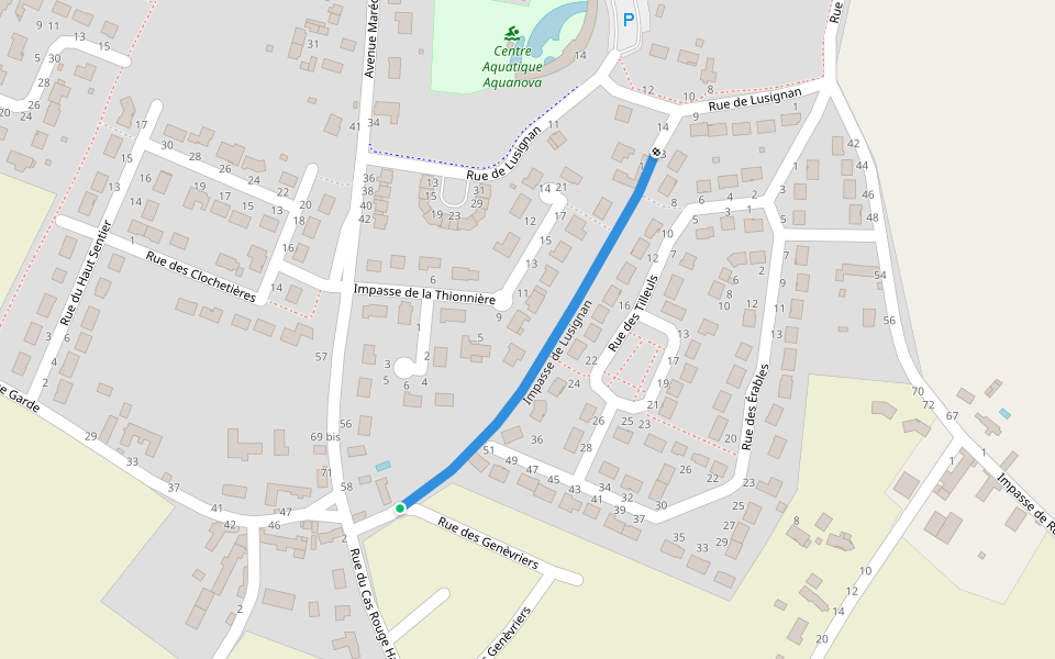 Impasse de Lusignan walking route map in Neuville-aux-Bois